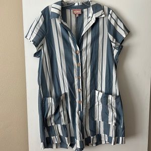 Show Me Your Mumu blue and white romper size L